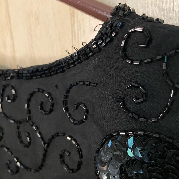 Vintage Stenay beaded silk top Black Sz Medium New with Tags - Picture 10 of 12